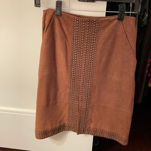 Suede brown skirt with metal studs